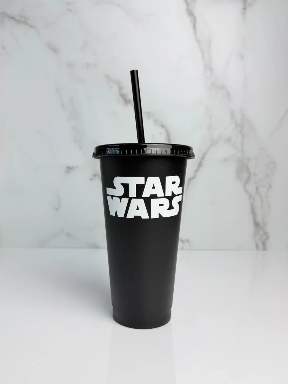 Star Wars Black Reusable Tumbler Cup with Lid & Straw